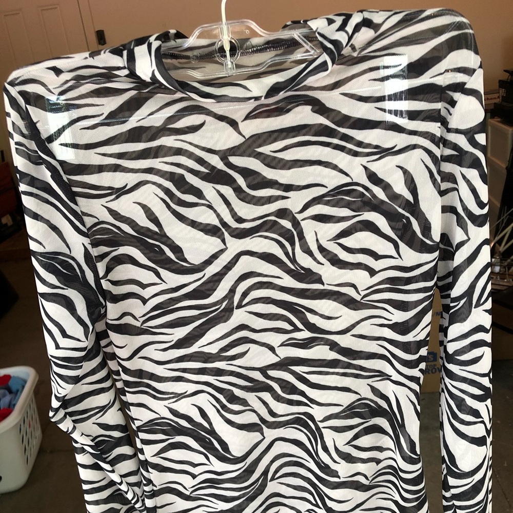 H&M Zebra Striped Mock Neck